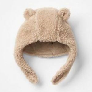 GAP Baby Boys / Girls Size Newborn Sherpa Ivory Trapper Bear Hat w/Ears.
